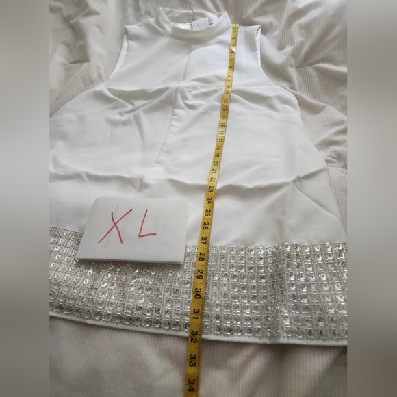 H&M Bead-embellished Top.TOP ONLY White BNWT. Pants Separately sold NO LOW BALL! - Picture 11 of 15